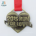 Good Quality Heart Love Running Antique Bronze Custom Finish Medal